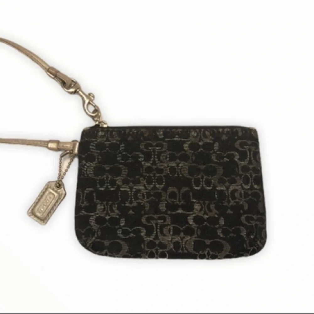 Coach black silver optic c wristlet mini clutch